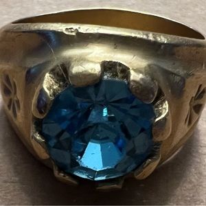 Mens ring size 13 1 ct blue topaz 14k gold ring